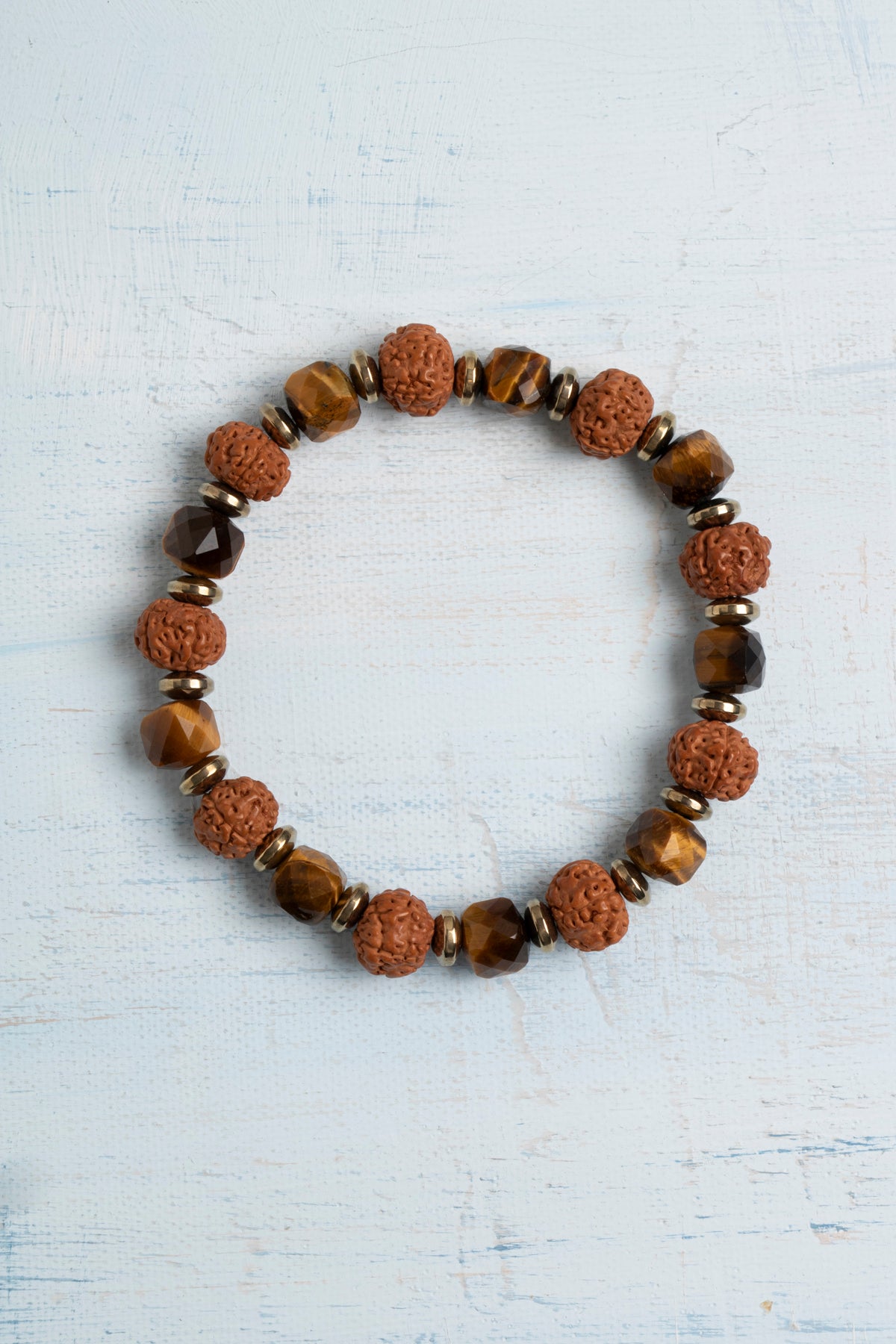 Sertifikalı Kaplan Gözü ve Rudraksha Doğal Taş Bileklik