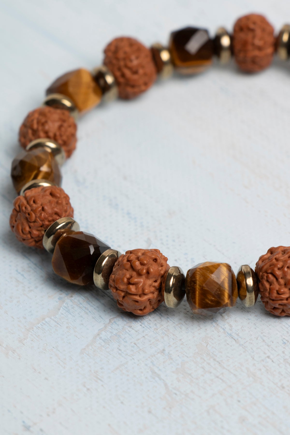 Sertifikalı Kaplan Gözü ve Rudraksha Doğal Taş Bileklik