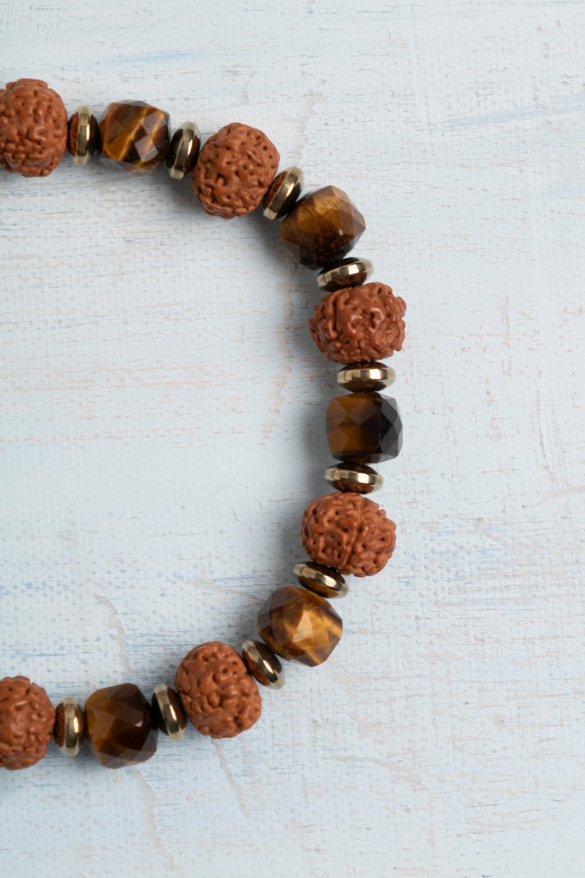 Sertifikalı Kaplan Gözü ve Rudraksha Doğal Taş Bileklik