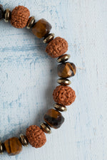 Sertifikalı Kaplan Gözü ve Rudraksha Tohumu Bileklik