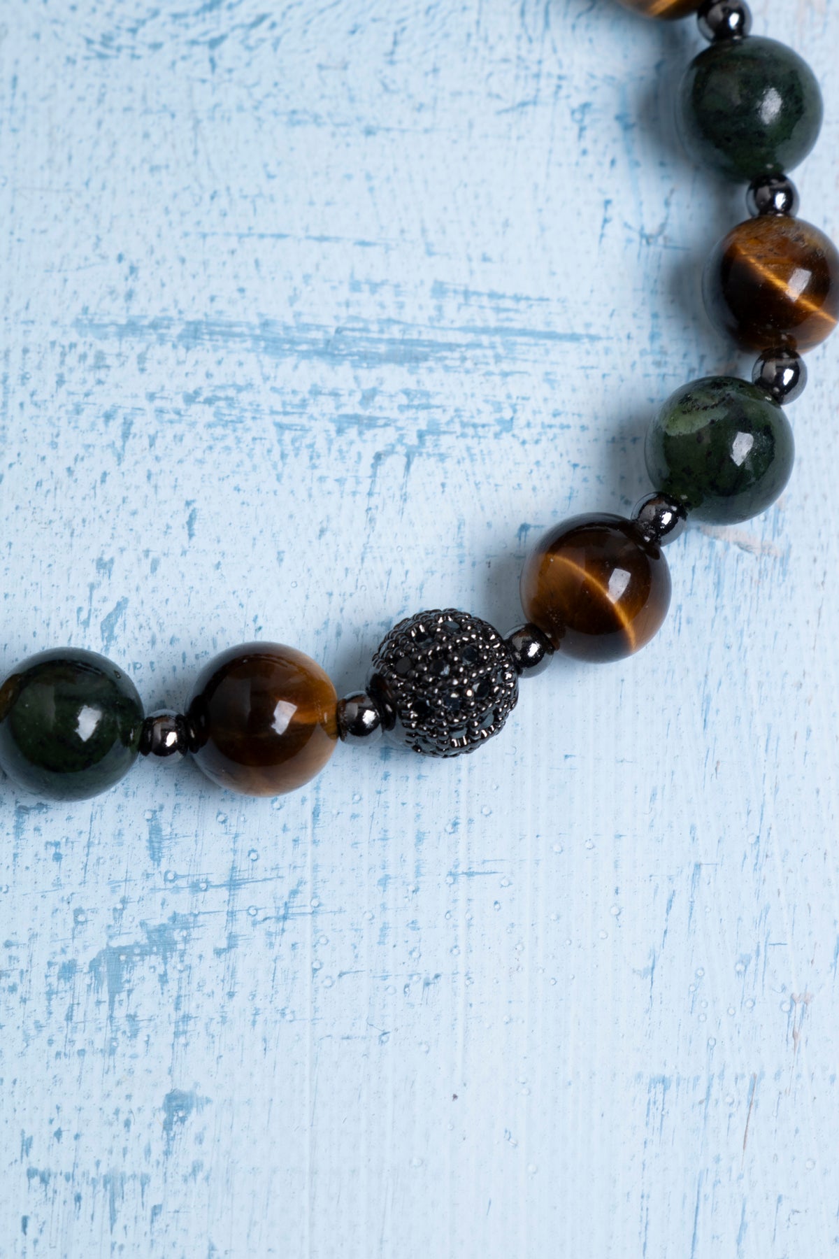 Sertifikalı Kaplan Gözü ve Yeşim Doğal Taş Bileklik