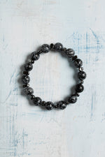 Sertifikalı Karlı Obsidyen ve Hematit Doğal Taş Bileklik – 8 mm