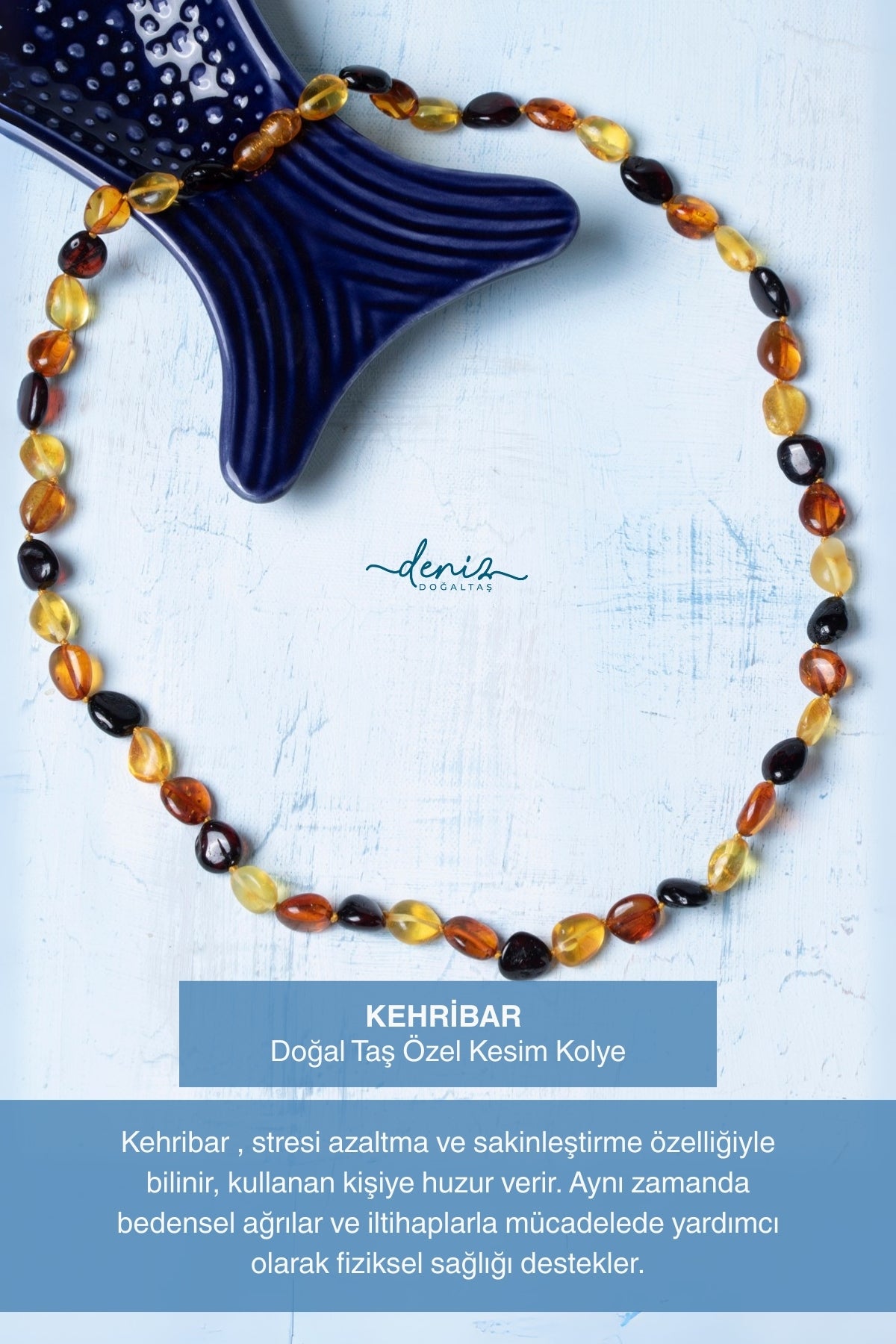 Sertifikalı Kehribar Doğal Taş Kolye