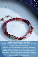 Sertifikalı Koç Burcu Doğal Taş Makrome Bileklik 1