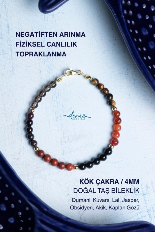 Sertifikalı Kök Çakra Doğal Taş Bileklik