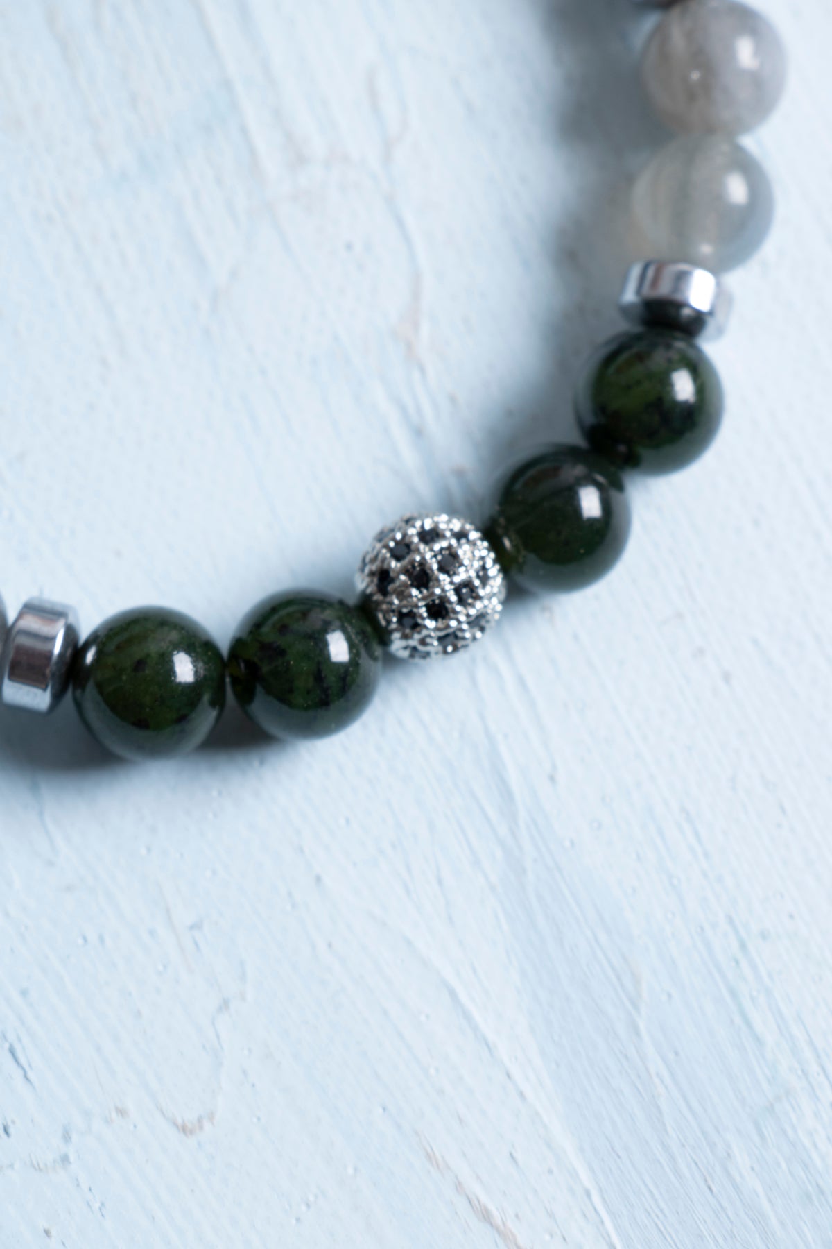 Sertifikalı Kova Burcu Bileklik – Hematit, Yeşim ve Anjelit Uyumuyla