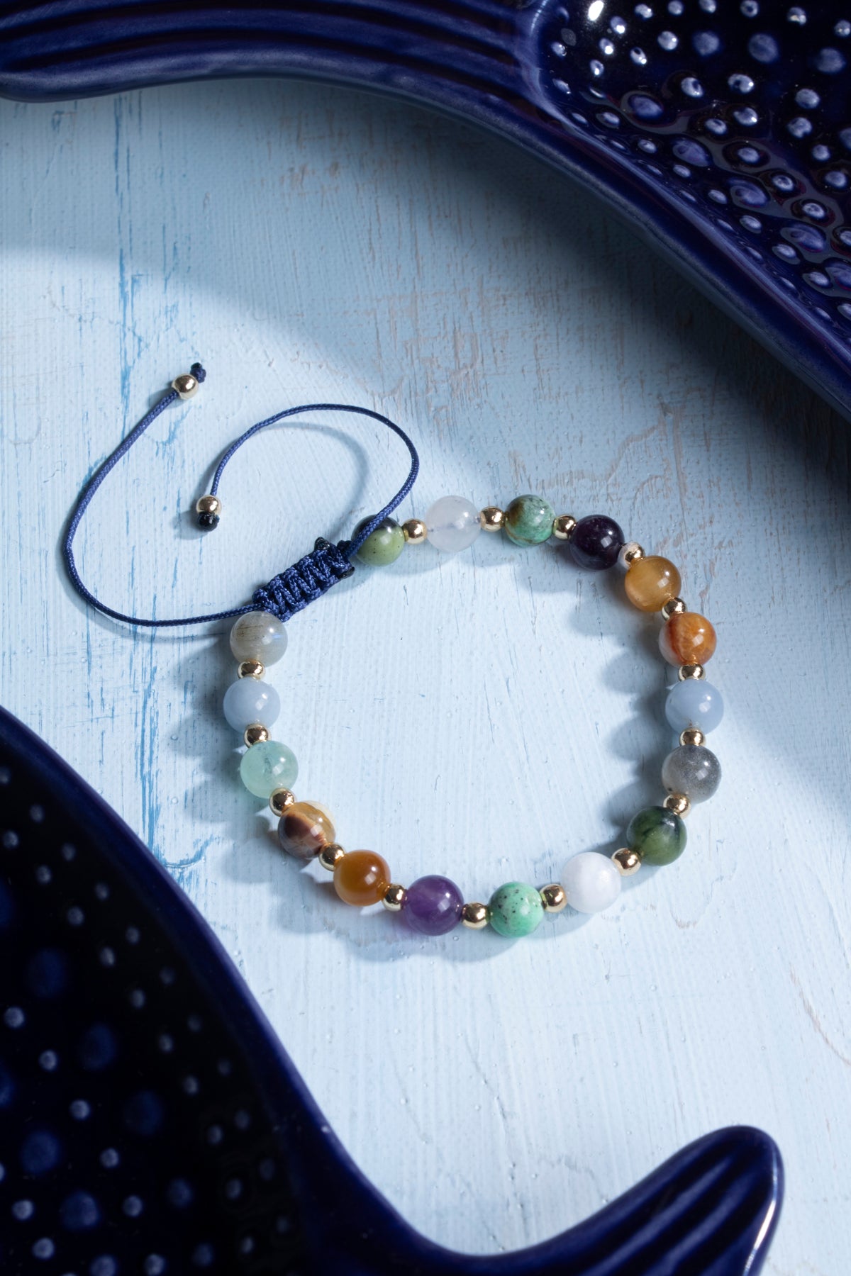 Sertifikalı Kova Burcu Doğal Taş Makrome Bileklik 4