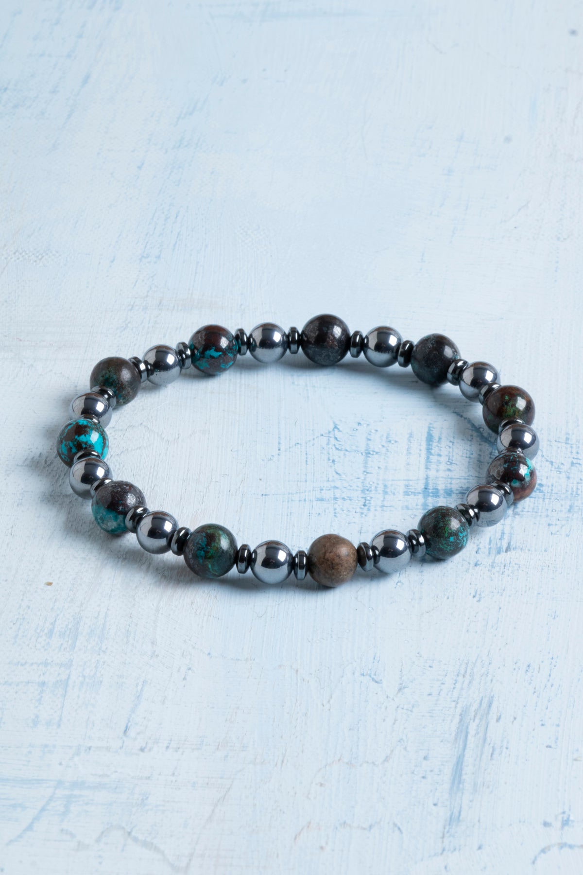 Sertifikalı Krizokol, Trehartz ve Hematit Doğal Taş Bileklik