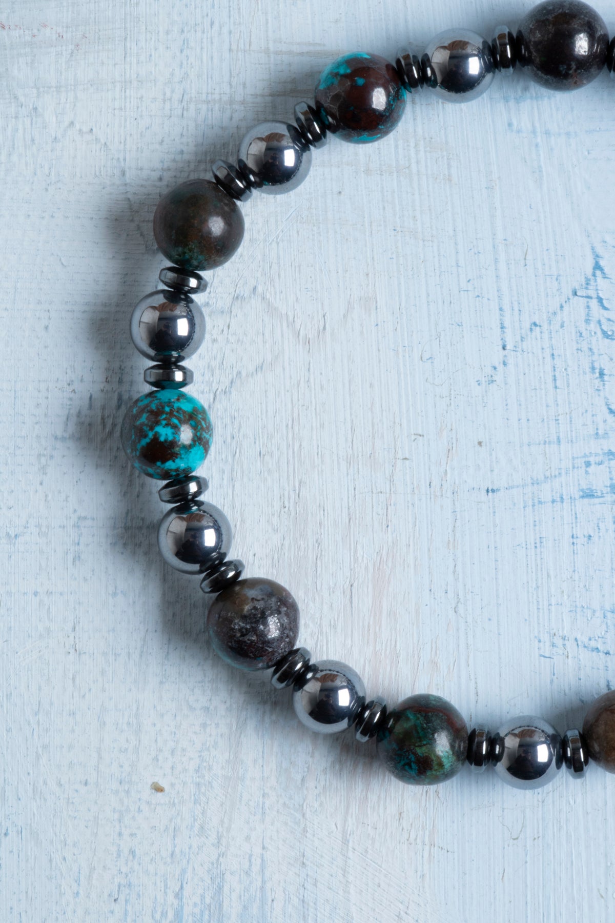 Sertifikalı Krizokol, Trehartz ve Hematit Doğal Taş Bileklik