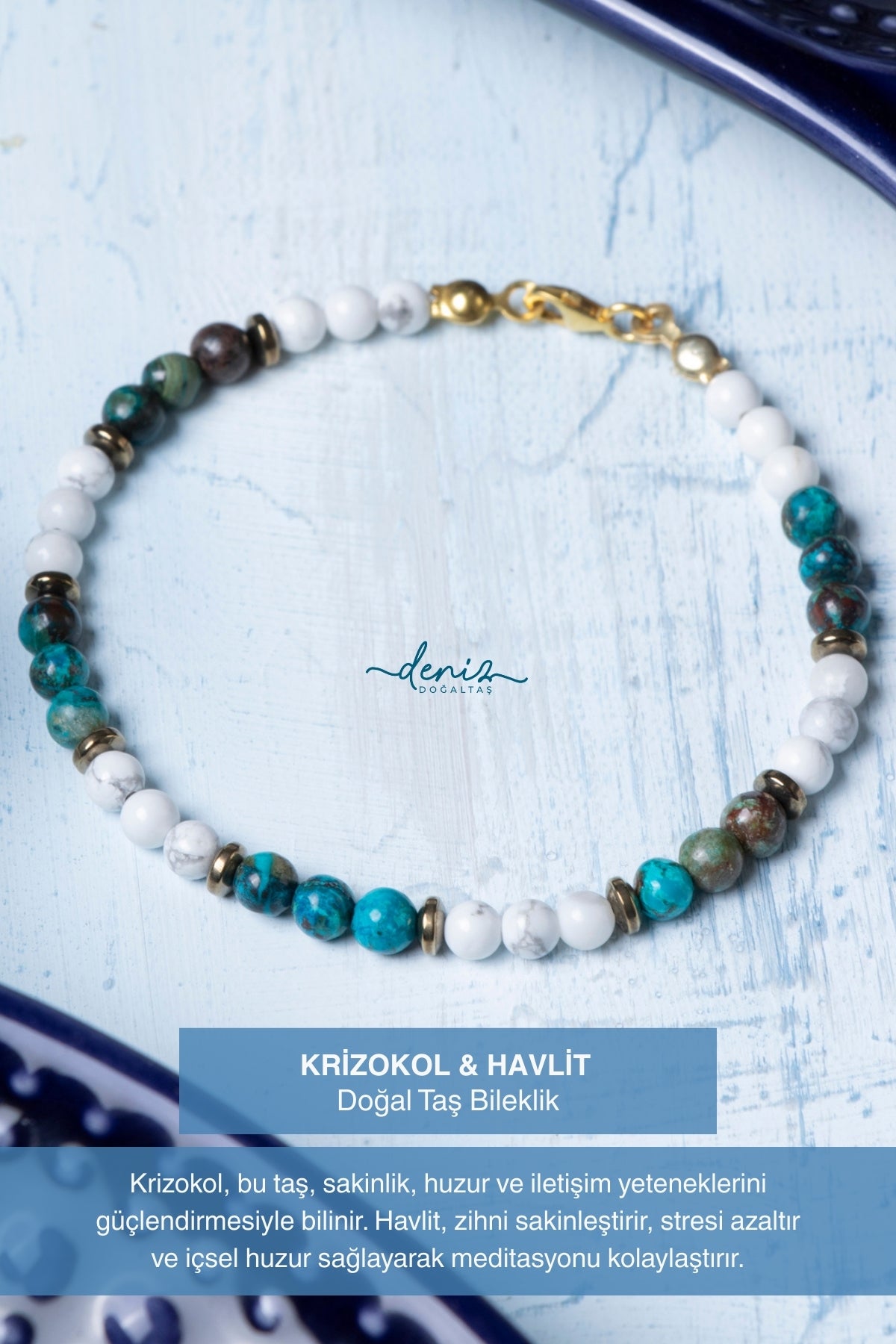 Sertifikalı Krizokol Havlit Doğal Taş Bileklik