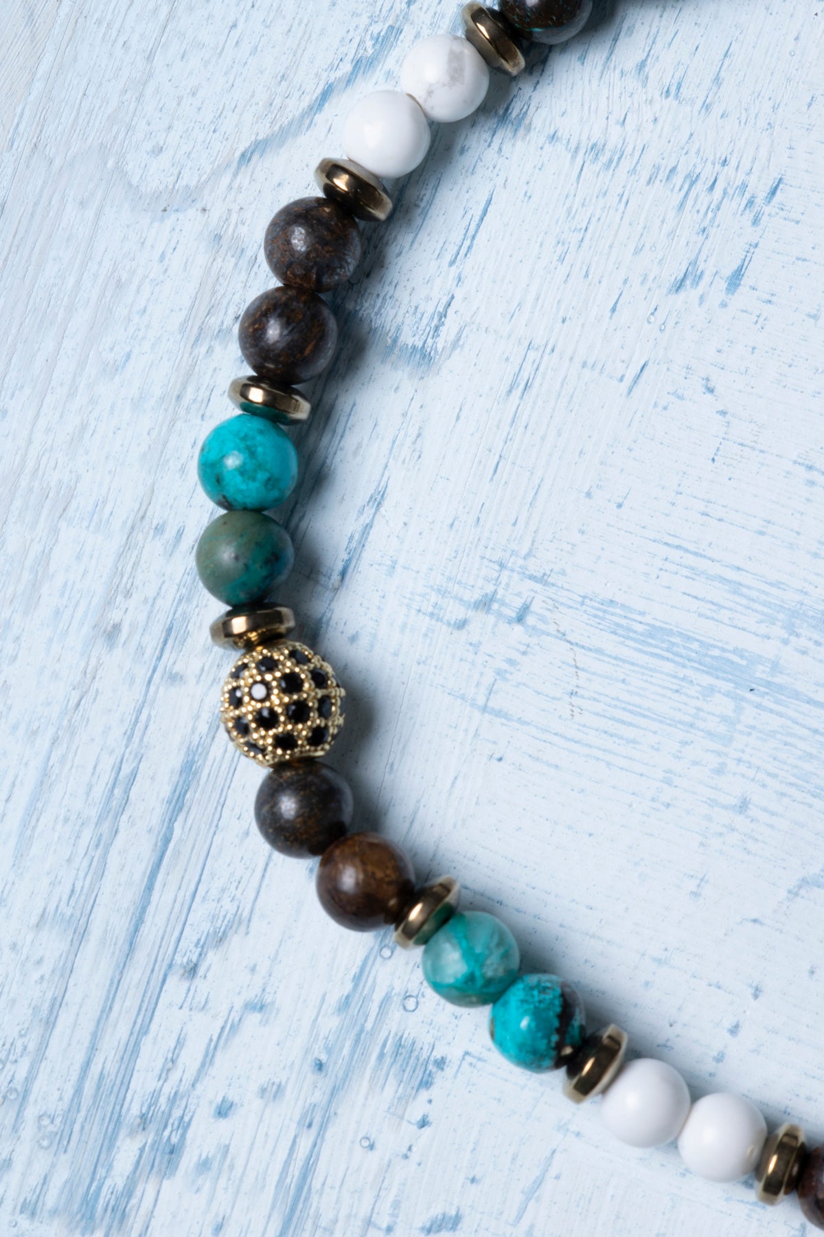 Sertifikalı Krizokol Hematit Havlit Bronzit Doğal Taş Bileklik