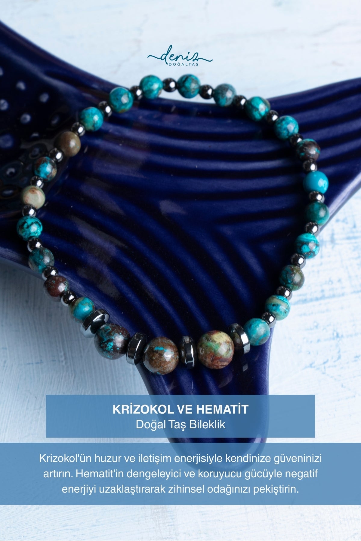 Sertifikalı Krizokol ve Hematit Doğal Taş Bileklik