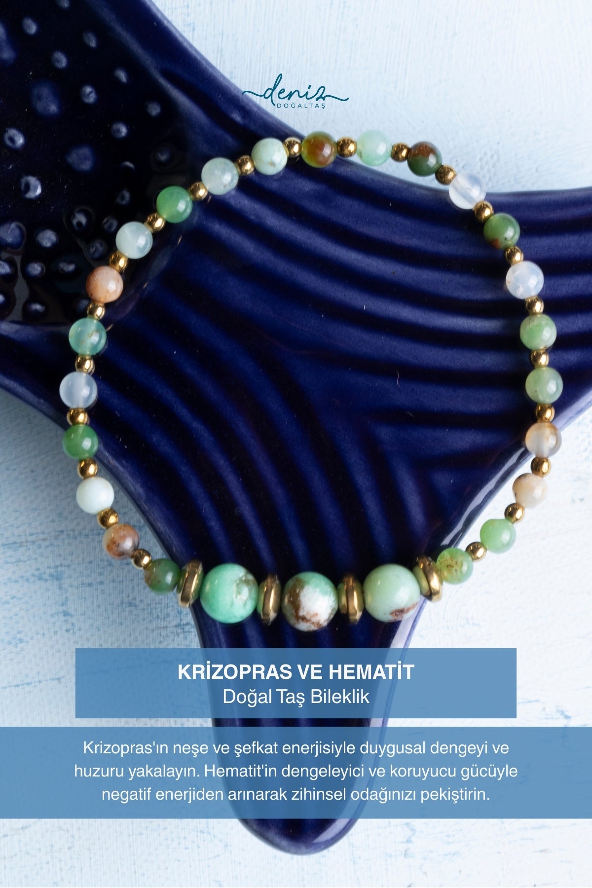 Sertifikalı Krizopras ve Hematit Doğal Taş Bileklik