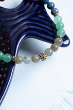 Sertifikalı Labradorit, Aventurin, Lapis Lazuli, Ametist, Jasper ve Hematit Yay Burcu Bileklik