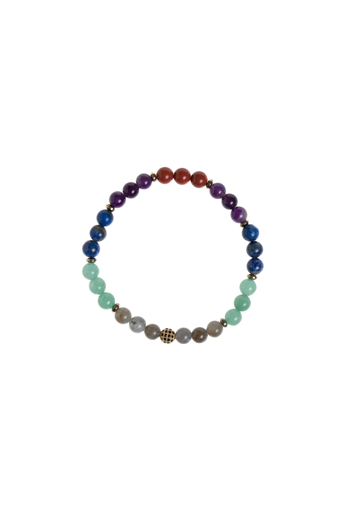 Sertifikalı Labradorit, Aventurin, Lapis Lazuli, Ametist, Jasper ve Hematit Yay Burcu Bileklik