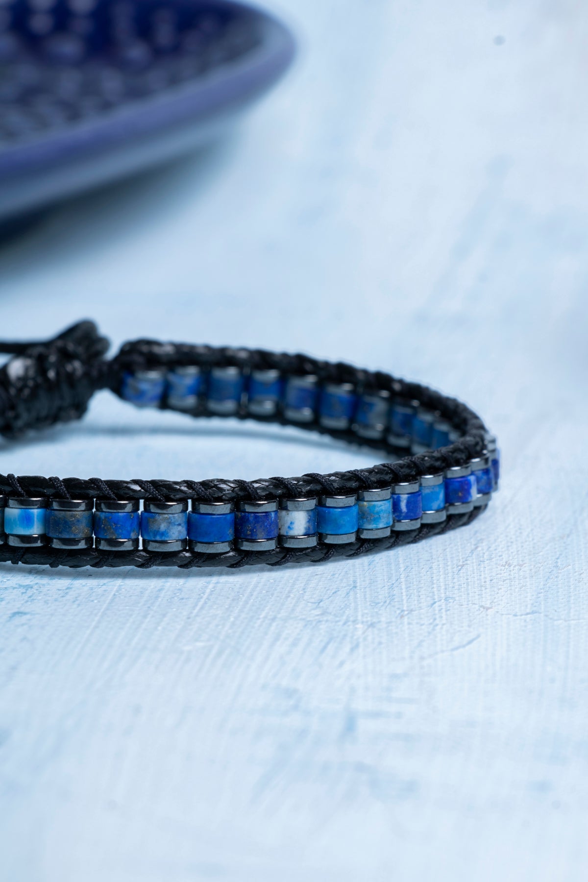 Sertifikalı Lapis Lazuli - Hematit Doğal Taş Erkek Bileklik