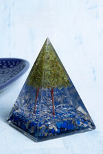Sertifikalı Lapis Lazuli &amp; Zebercet Ağaçlı Piramit - Hikmet Piramidi S.K:0037