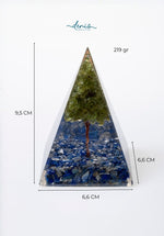Sertifikalı Lapis Lazuli &amp; Zebercet Ağaçlı Piramit - Hikmet Piramidi S.K:0037