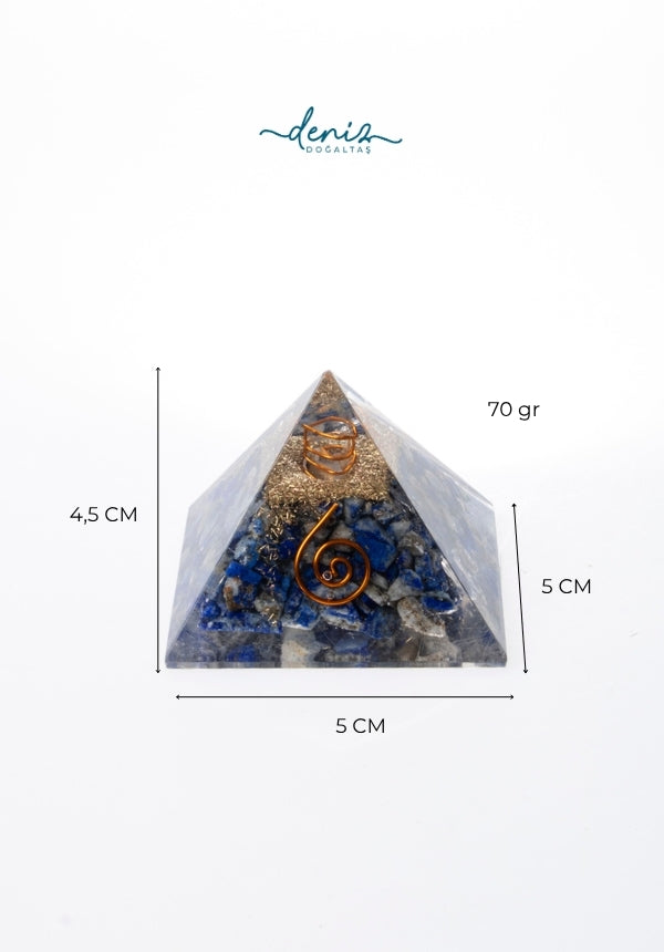 Sertifikalı Lapis Lazuli Doğal Taş Piramit - Bilgelik Piramidi S.K: 0002