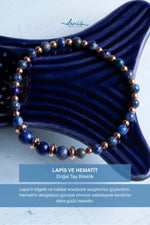 Sertifikalı Lapis Lazuli ve Hematit Doğal Taş Bileklik