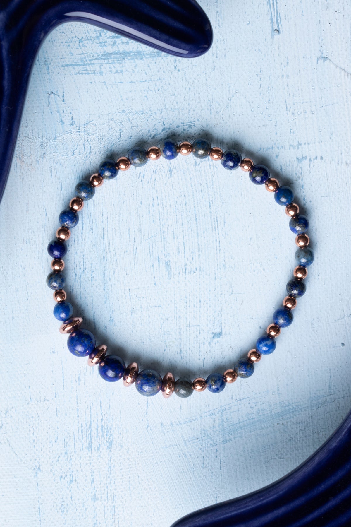 Sertifikalı Lapis Lazuli ve Hematit Doğal Taş Bileklik