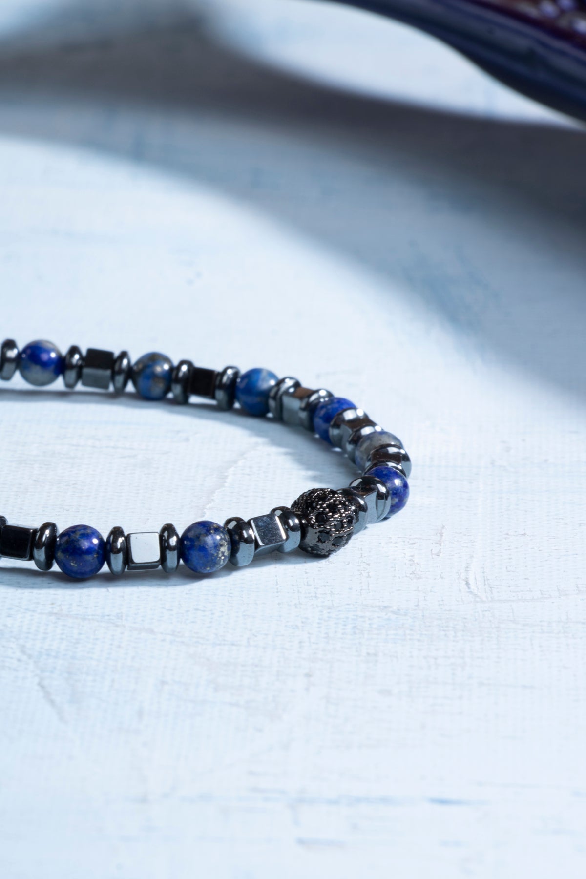 Sertifikalı Lapis Lazuli ve Hematit Doğal Taş Makrome Bileklik