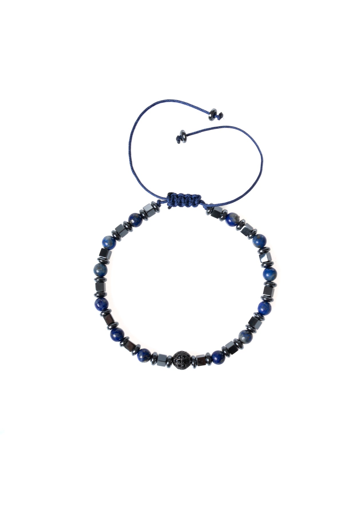 Sertifikalı Lapis Lazuli ve Hematit Doğal Taş Makrome Bileklik