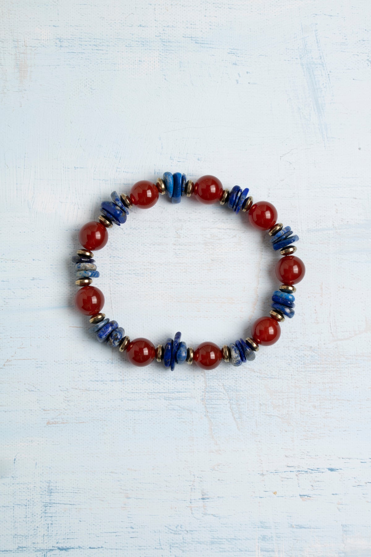 Sertifikalı Lapis Lazuli ve Kırmızı Akik Doğal Taş Bileklik