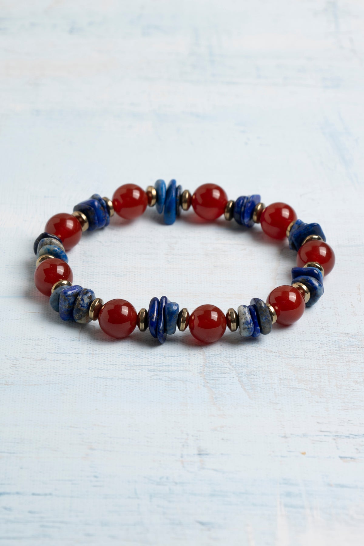Sertifikalı Lapis Lazuli ve Kırmızı Akik Doğal Taş Bileklik