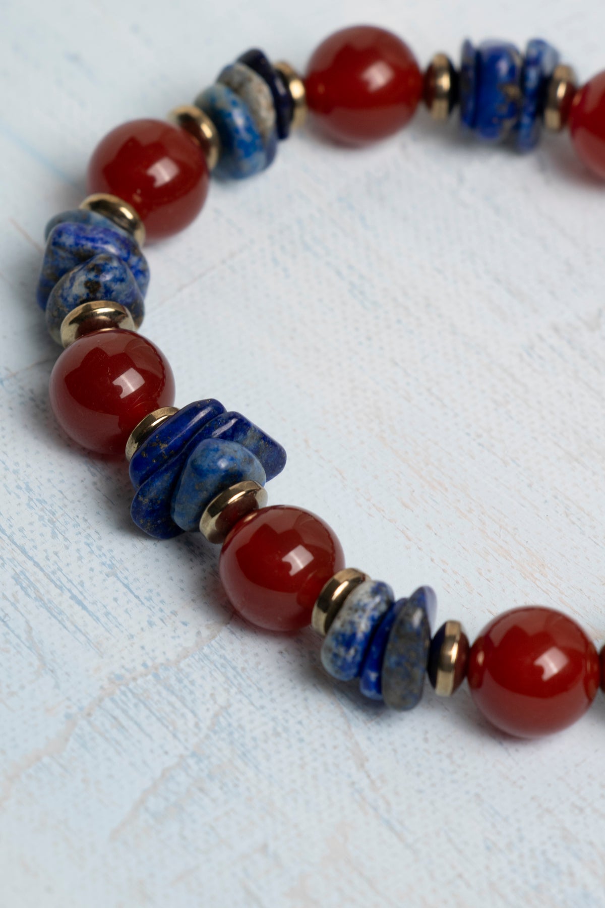 Sertifikalı Lapis Lazuli ve Kırmızı Akik Doğal Taş Bileklik