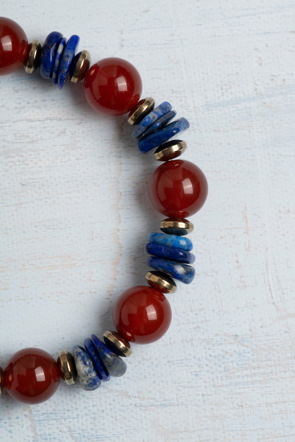 Sertifikalı Lapis Lazuli ve Kırmızı Akik Doğal Taş Bileklik