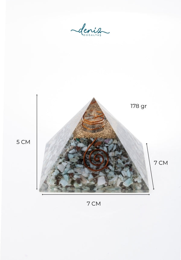 Sertifikalı Larimar Doğal Taş İletişim Piramidi S.K: 0019