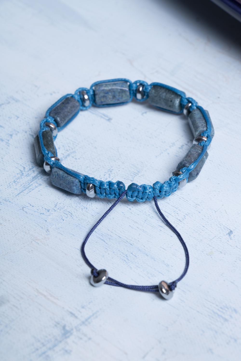 Sertifikalı Makrome Dumortierit Doğal Taş Bileklik