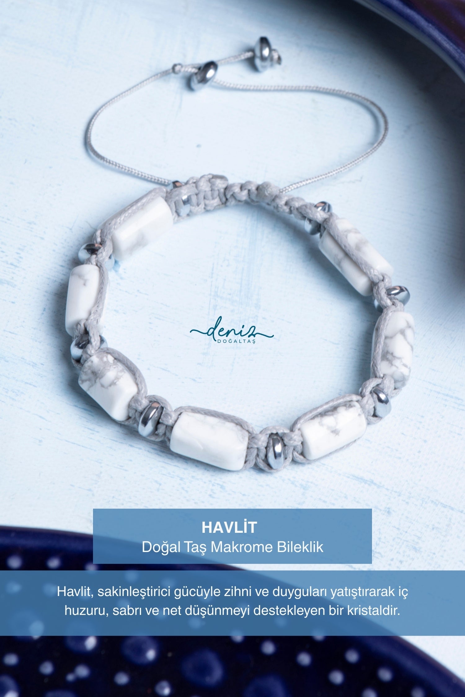 Sertifikalı Makrome Havlit Doğal Taş Bileklik