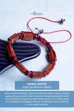 Sertifikalı Makrome Kırmızı Jasper Doğal Taş Bileklik