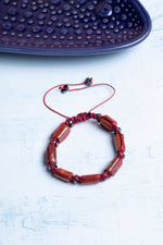 Sertifikalı Makrome Kırmızı Jasper Doğal Taş Bileklik