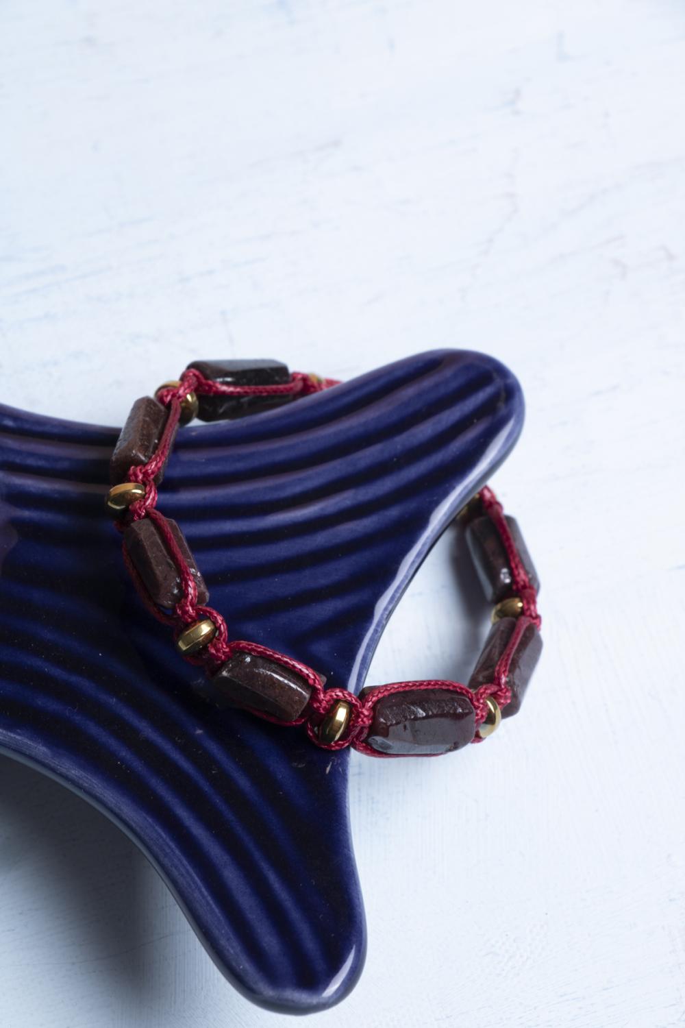 Sertifikalı Makrome Lal Doğal Taş Bileklik