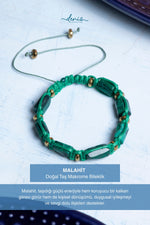 Sertifikalı Makrome Malahit Doğal Taş Bileklik