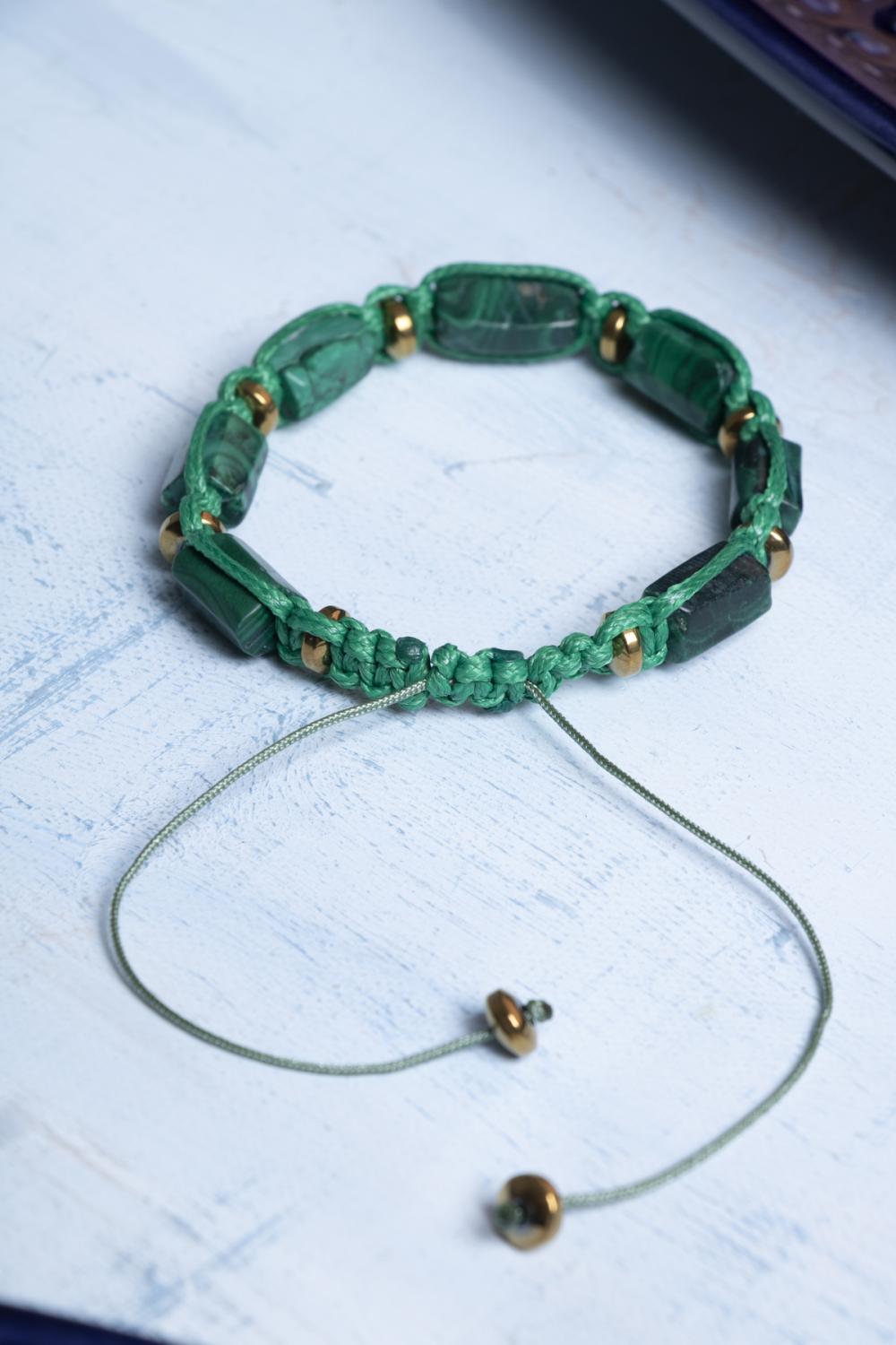 Sertifikalı Makrome Malahit Doğal Taş Bileklik