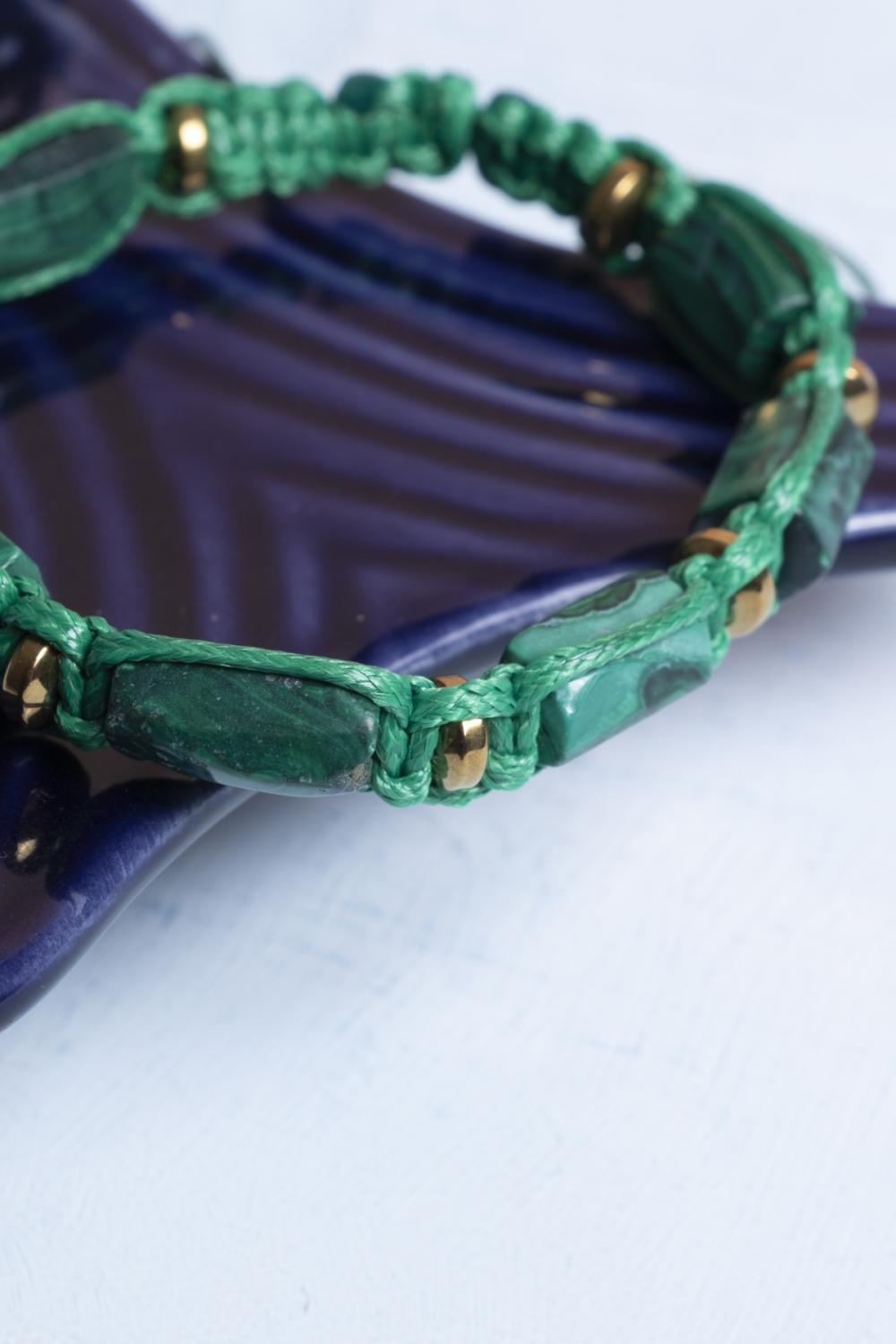 Sertifikalı Makrome Malahit Doğal Taş Bileklik