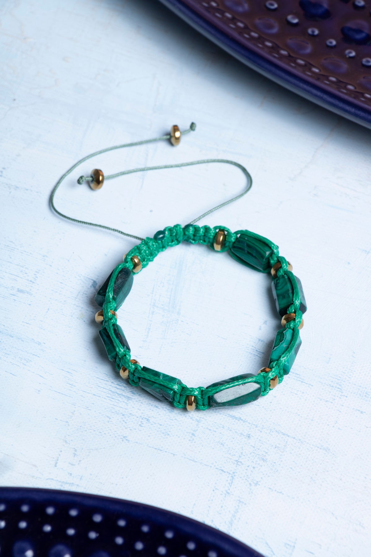 Sertifikalı Makrome Malahit Doğal Taş Bileklik