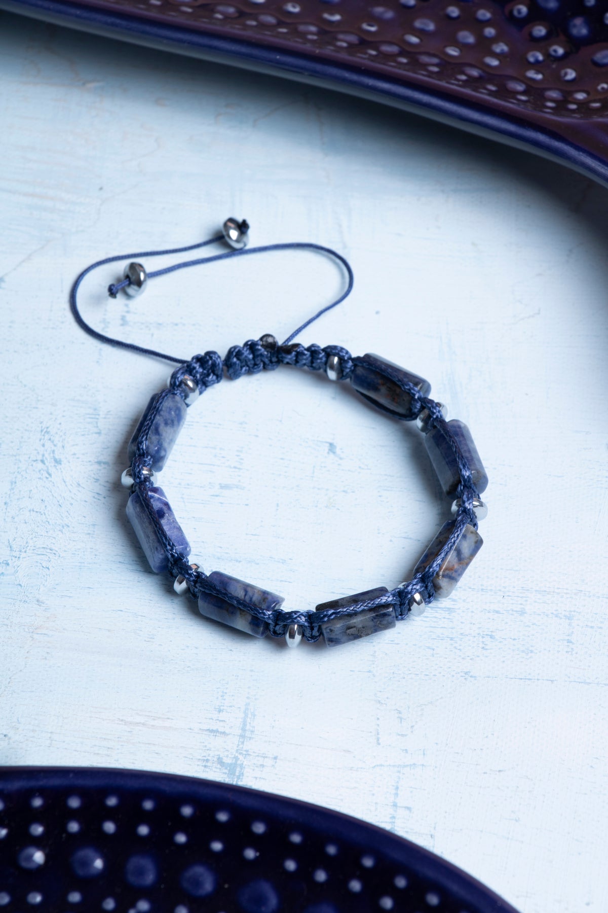 Sertifikalı Makrome Sodalit Doğal Taş Bileklik