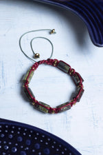 Sertifikalı Makrome Yeşil Dragon ve Jasper Doğal Taş Bileklik