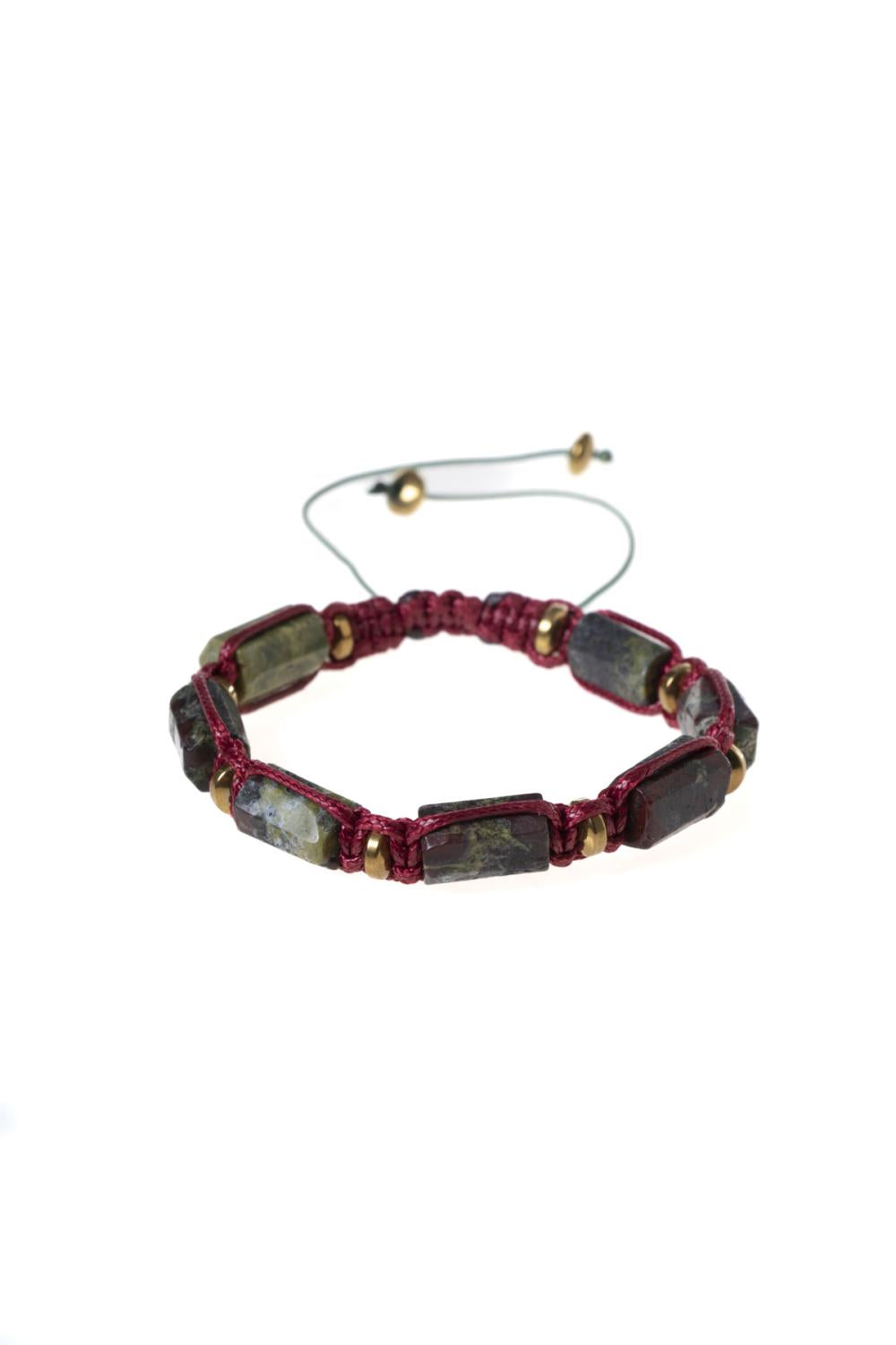 Sertifikalı Makrome Yeşil Dragon ve Jasper Doğal Taş Bileklik