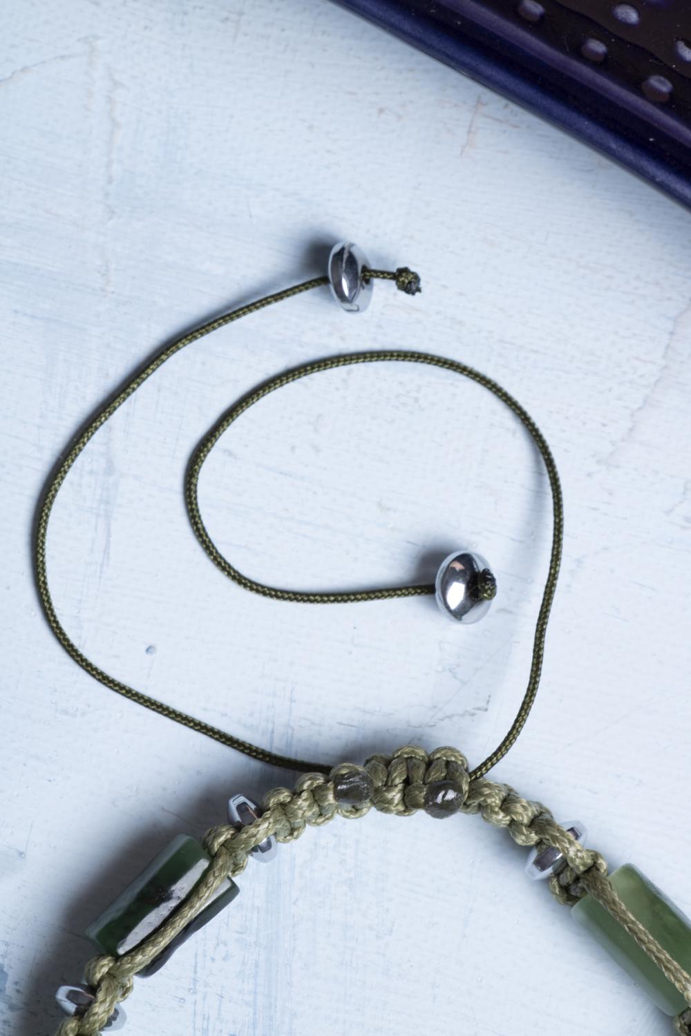 Sertifikalı Makrome Yeşim Doğal Taş Bileklik