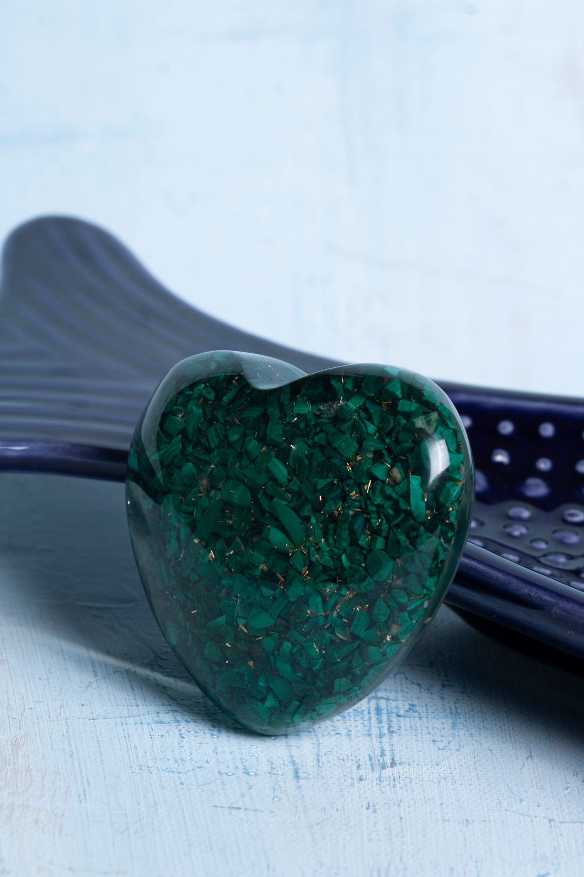 Sertifikalı Malahit Doğal Taş Dönüşüm Kalbi S.K: 0045