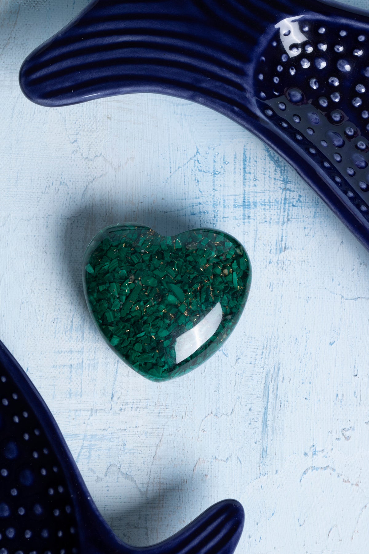 Sertifikalı Malahit Doğal Taş Dönüşüm Kalbi S.K: 0045