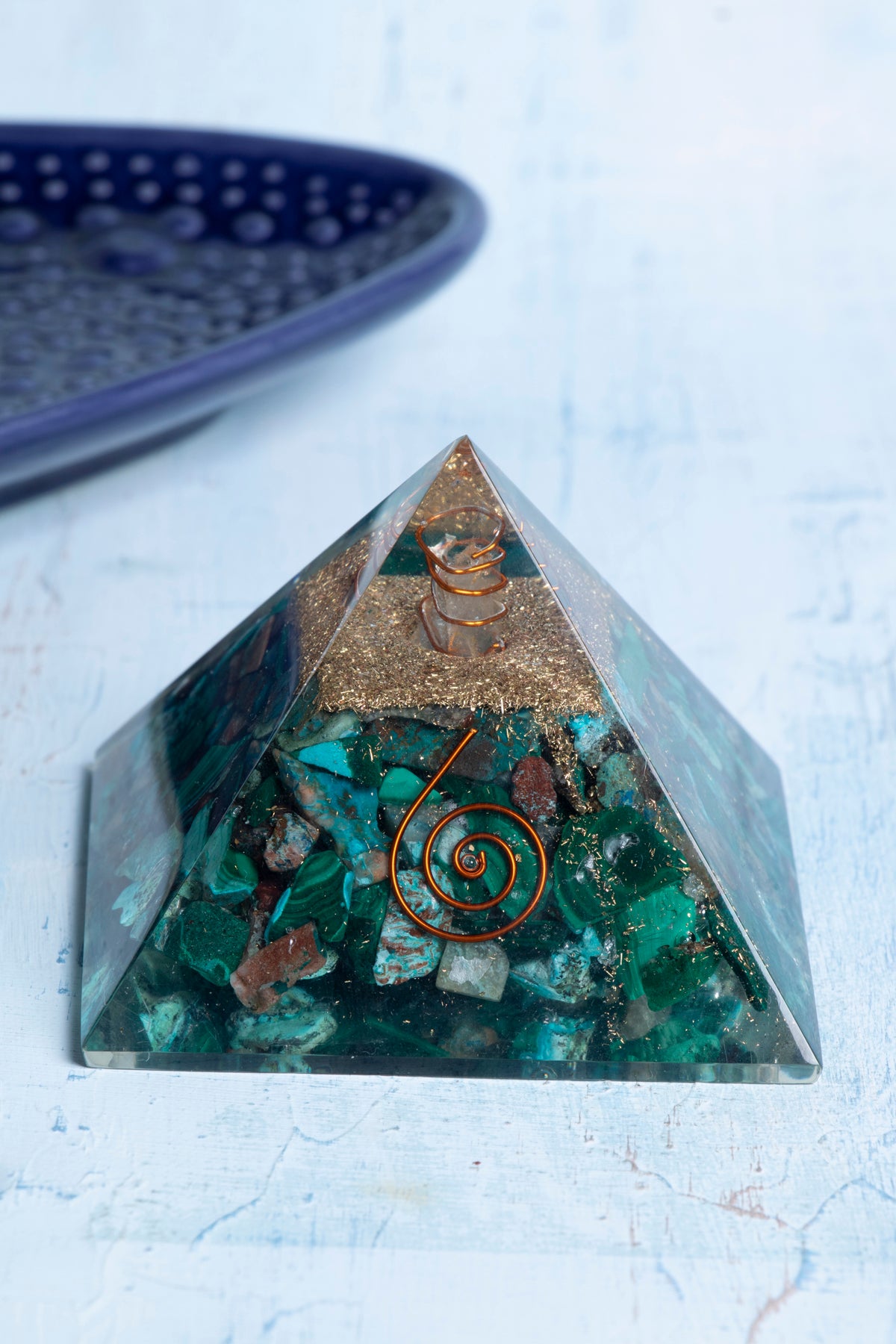 Sertifikalı Malahit Doğal Taş Dönüşüm Piramidi S.K: 0013