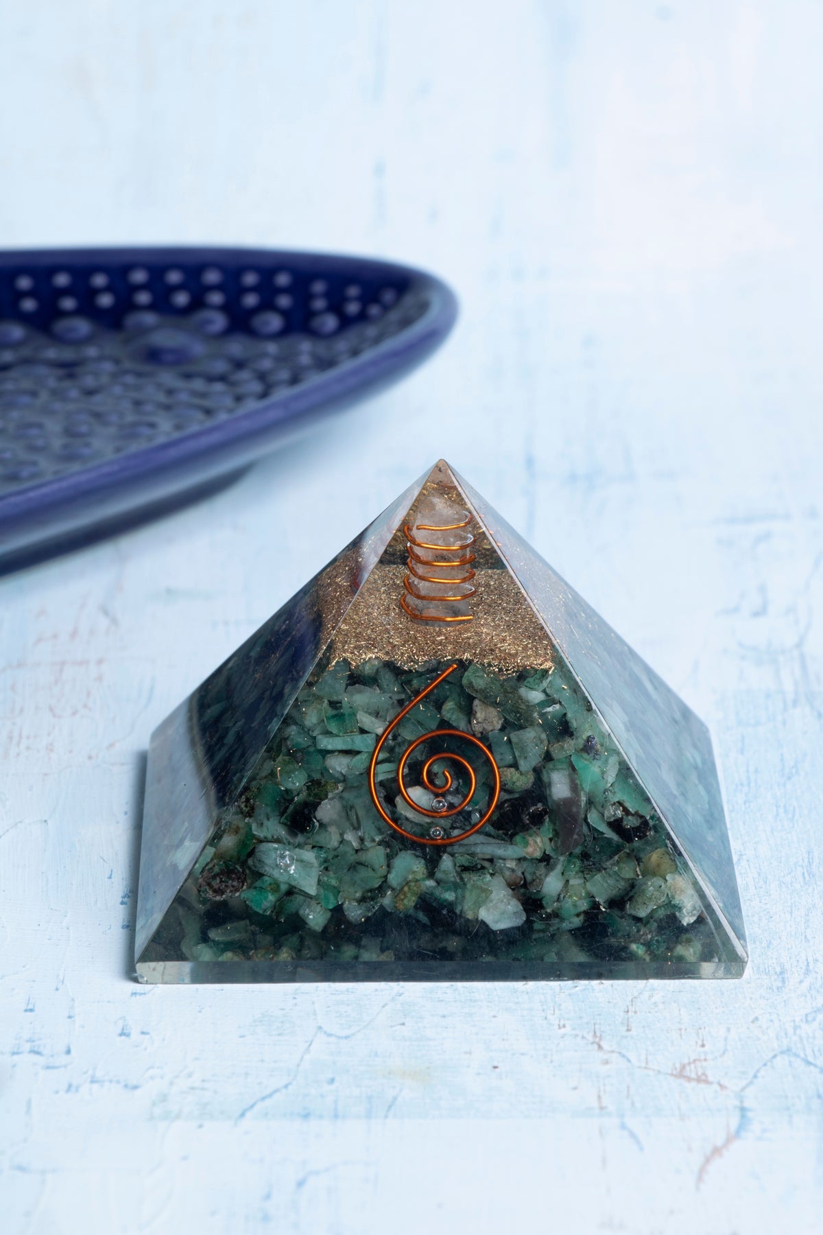 Sertifikalı Malahit Doğal Taş Duygu Temizleme Piramidi S.K: 0017