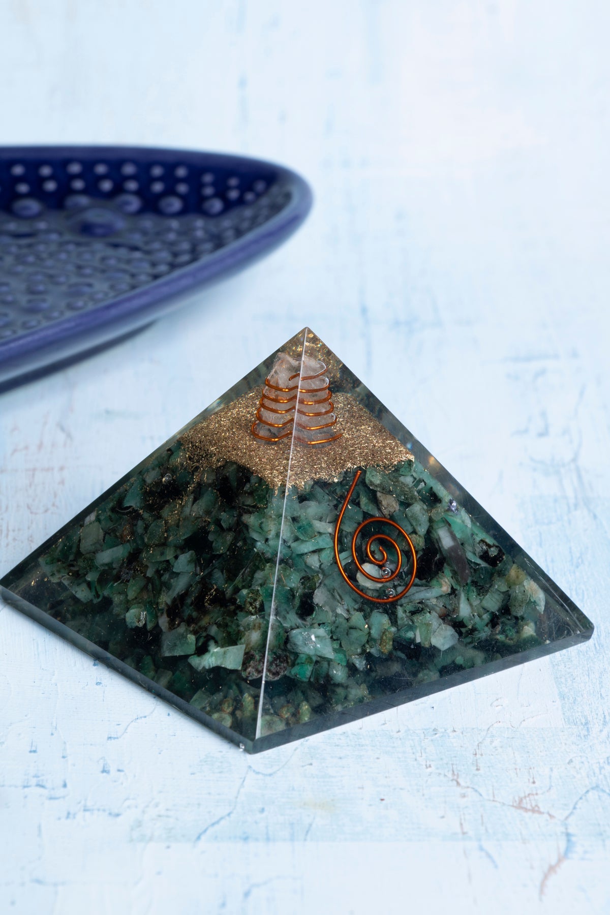 Sertifikalı Malahit Doğal Taş Duygu Temizleme Piramidi S.K: 0017